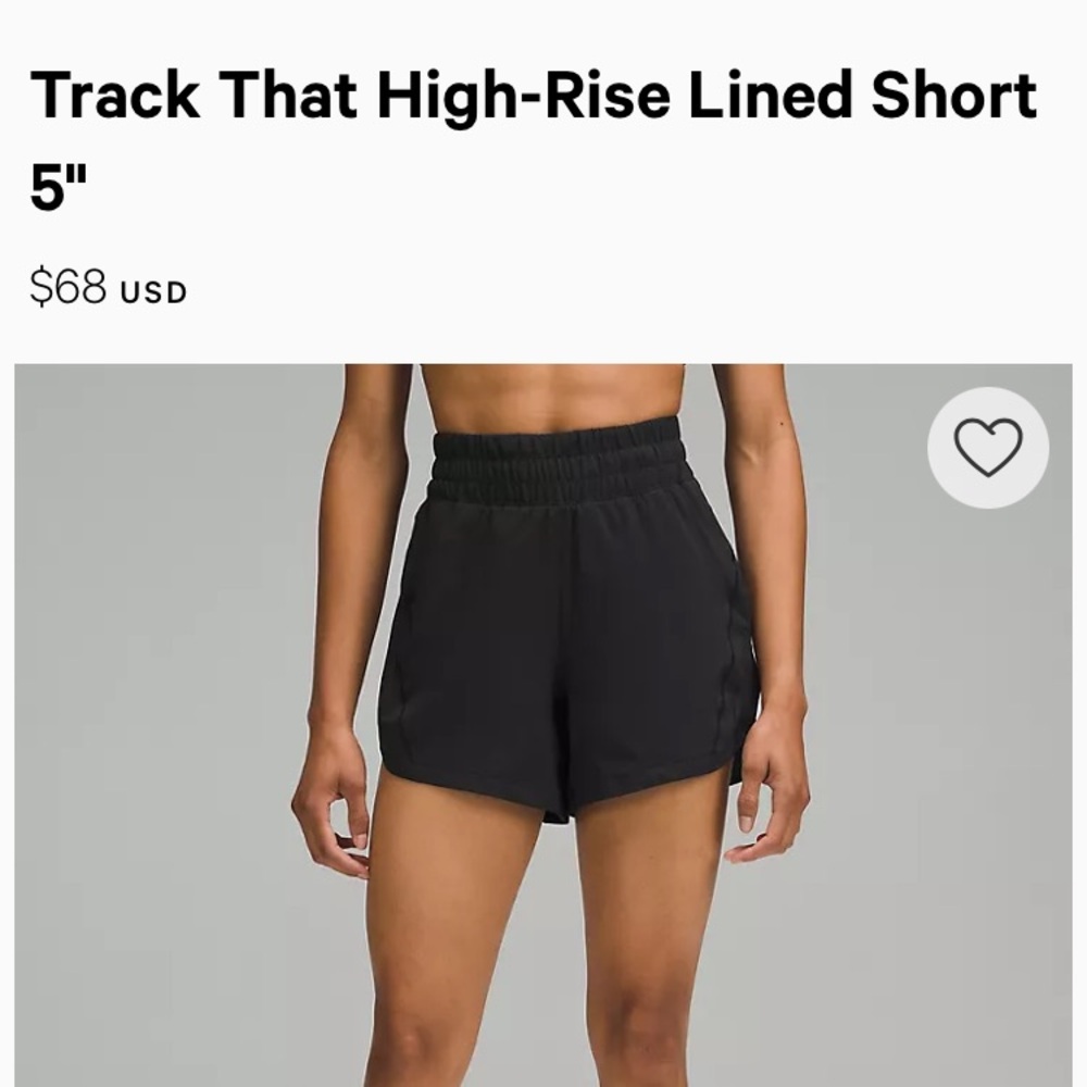 Track That High-Rise Lined Short (Black, 5 inch inseam, Size 6)